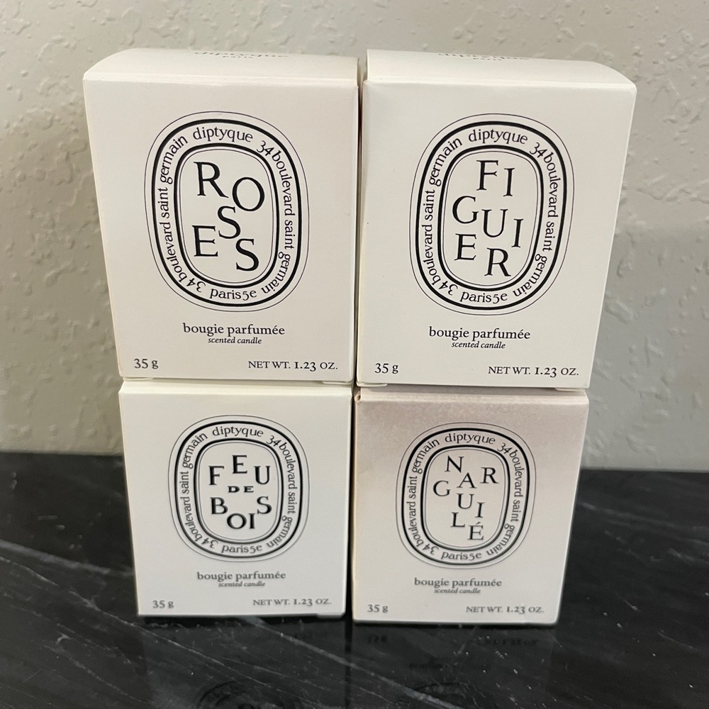 Diptyque Candle 35g/1.23oz Roses/Figuier/feu de bois/Narguile Set of 4